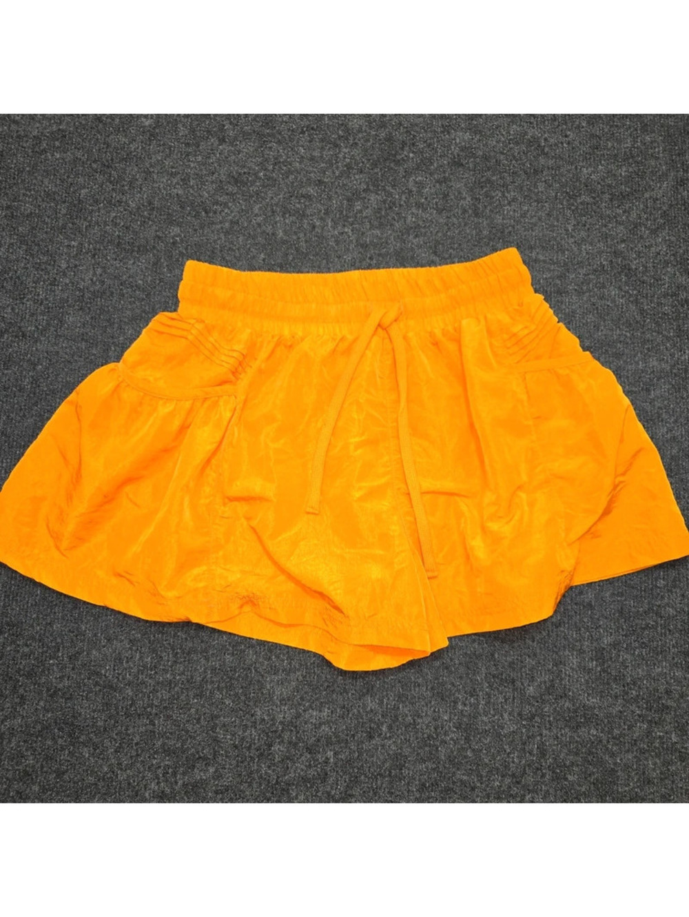 New In Orange Smocked-Waist High-Rise Running Shorts - Size Large